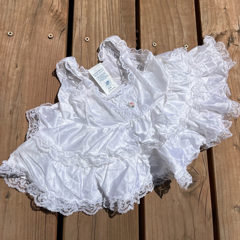 80’s-90’s vintage rare JCPenny white baby dress size 1